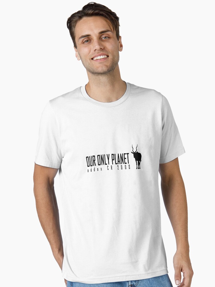 Thumbnail 1 of 7, Essential T-Shirt, Endangered animals - Addax Our only planet black print designed and sold by 12images.