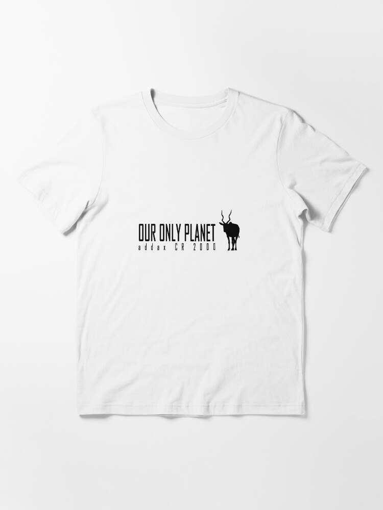 Thumbnail 3 of 7, Essential T-Shirt, Endangered animals - Addax Our only planet black print designed and sold by 12images.