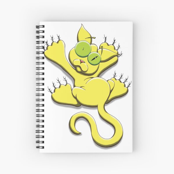 Cat hanging on cartoon drawing Spiral Notebook