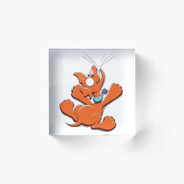 Dog hanging on cartoon drawing Acrylic Block