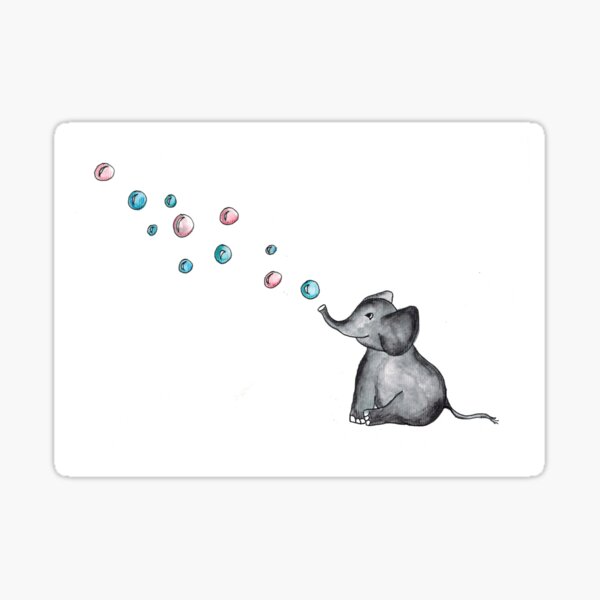"Bubbles the Baby Elephant" Sticker by Stormswept Redbubble