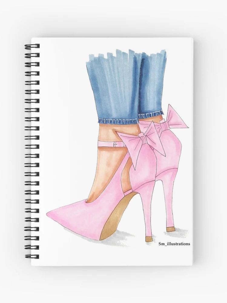 aqua shoes, chiffon ribbon, pink chiffon, shoes, fashion sketch, Art Print  by Ellens Style Yokohama