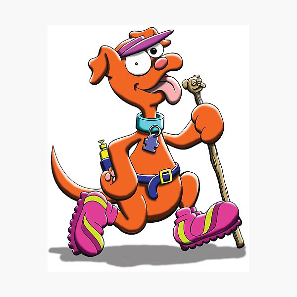 Hiking Dog cartoon drawing Photographic Print