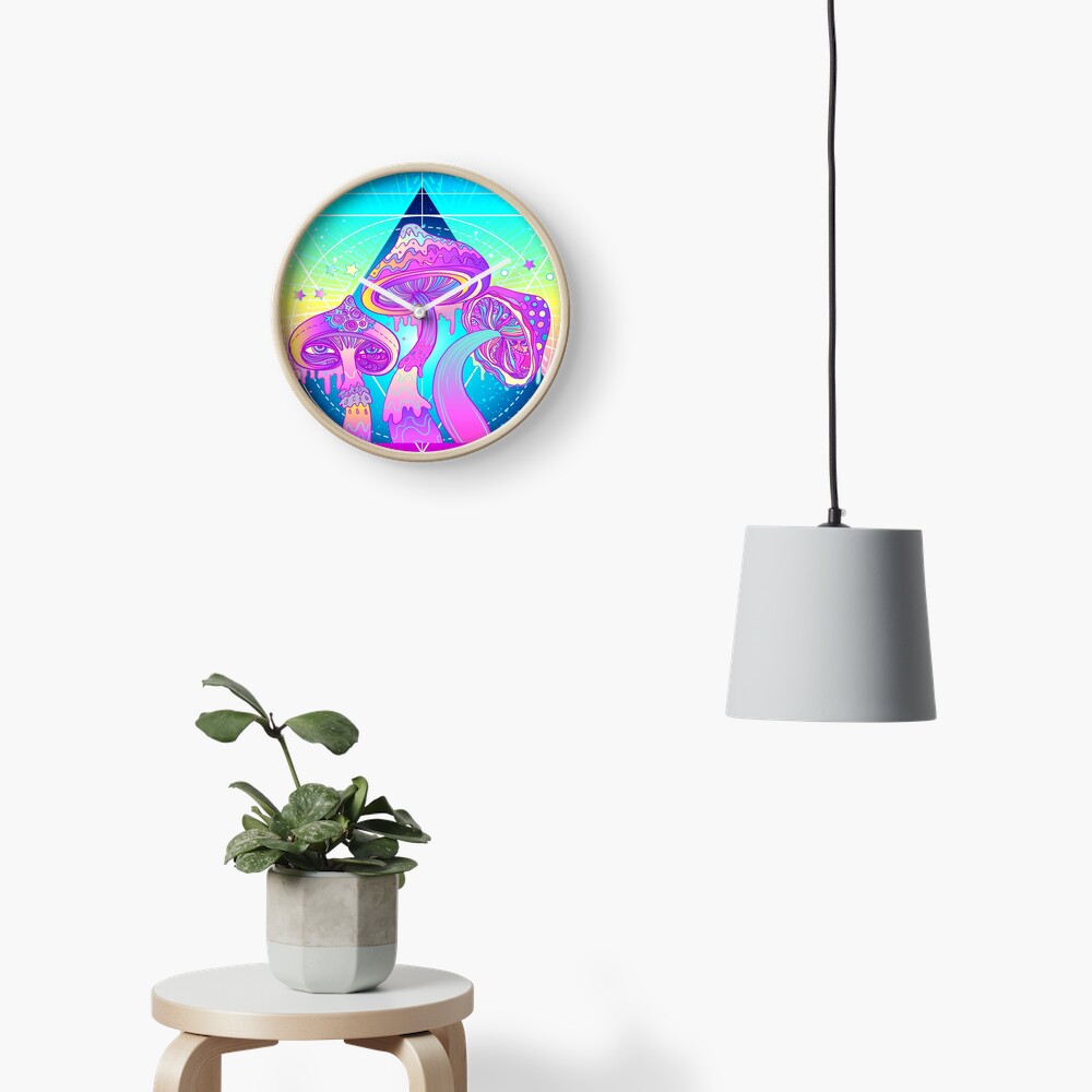 Magic Mushrooms over Sacred Geometry Clock