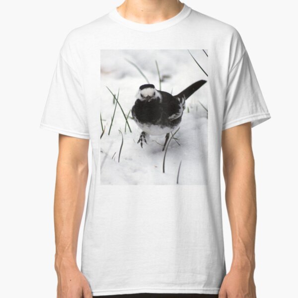 Pied wagtail in the snow Classic T-Shirt