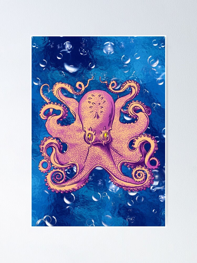 Pink Octopus Poster By Art Man Redbubble 4249