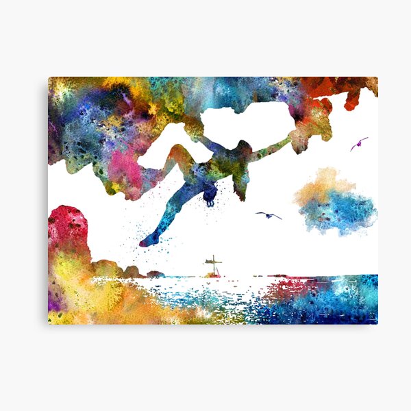 Item preview, Rock climbing extreme sport women, watercolor rock climbing designed and sold by Rosaliartbook.