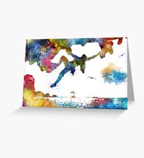 Extremsportfrauen des Kletterns, Aquarellklettern Grußkarte