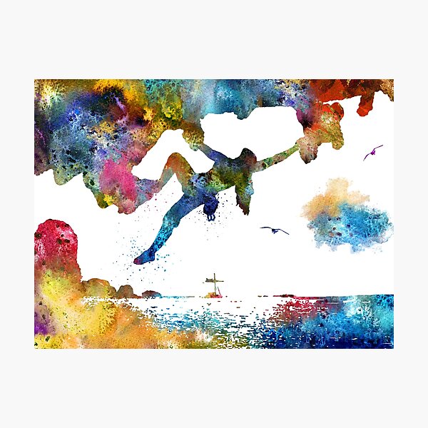 Item preview, Rock climbing extreme sport women, watercolor rock climbing designed and sold by Rosaliartbook.