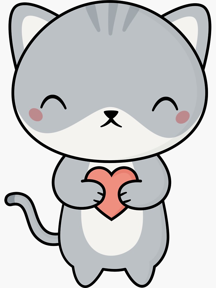 kawai #miau #gato #kawaii #meow #cat #heart #corazon - Gato Kawaii