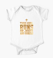 Girl Runs On Jesus And Horses Christianity Christian T-Shirt One Piece - Short Sleeve
