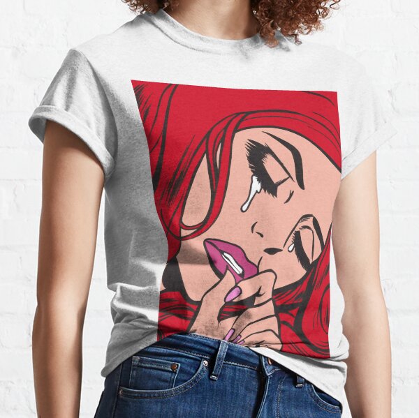 Red Hair Crying Comic Girl Classic T-Shirt
