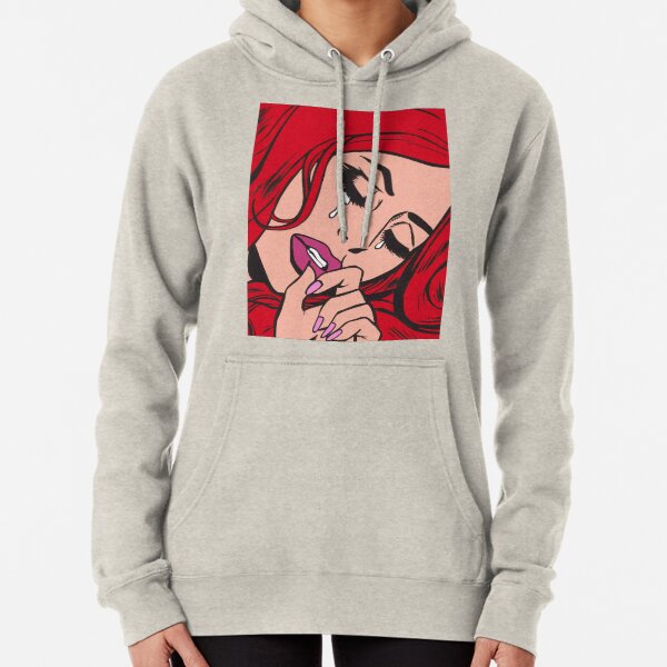 Red Hair Crying Comic Girl Pullover Hoodie