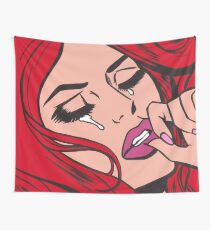 Red Hair Crying Comic Girl Wall Tapestry