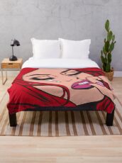 Red Hair Crying Comic Girl Throw Blanket