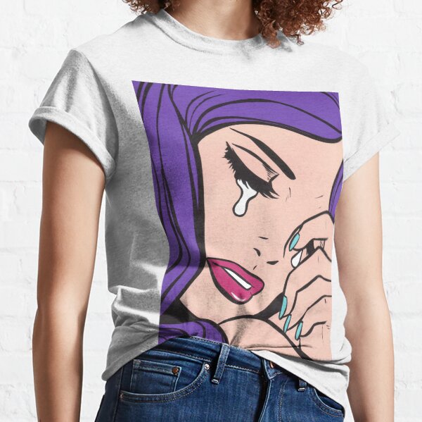 Purple Hair Crying Comic Girl Classic T-Shirt