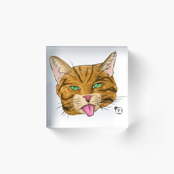 Orange Tabby Cat Face Acrylic Block