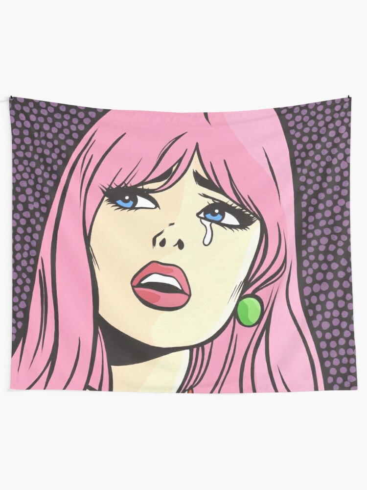 Pink Pop Art Crying Comic Girl Tapestry For Sale By Turddemon Redbubble