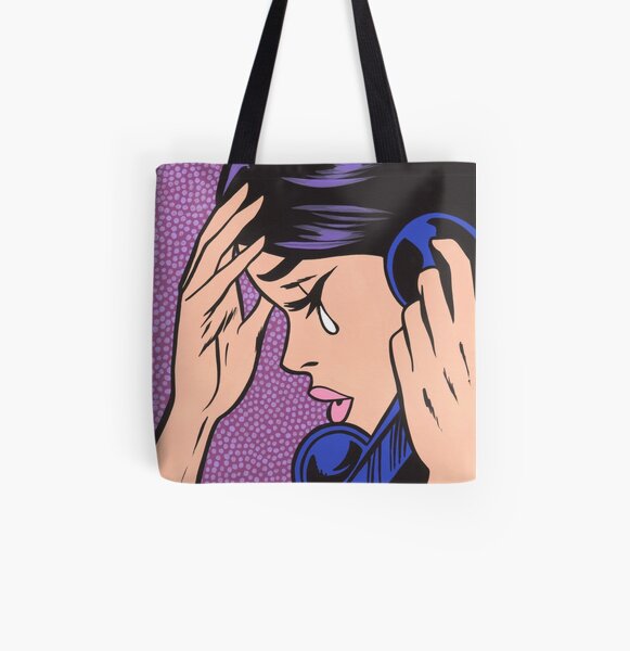 Telephone Crying Comic Girl All Over Print Tote Bag