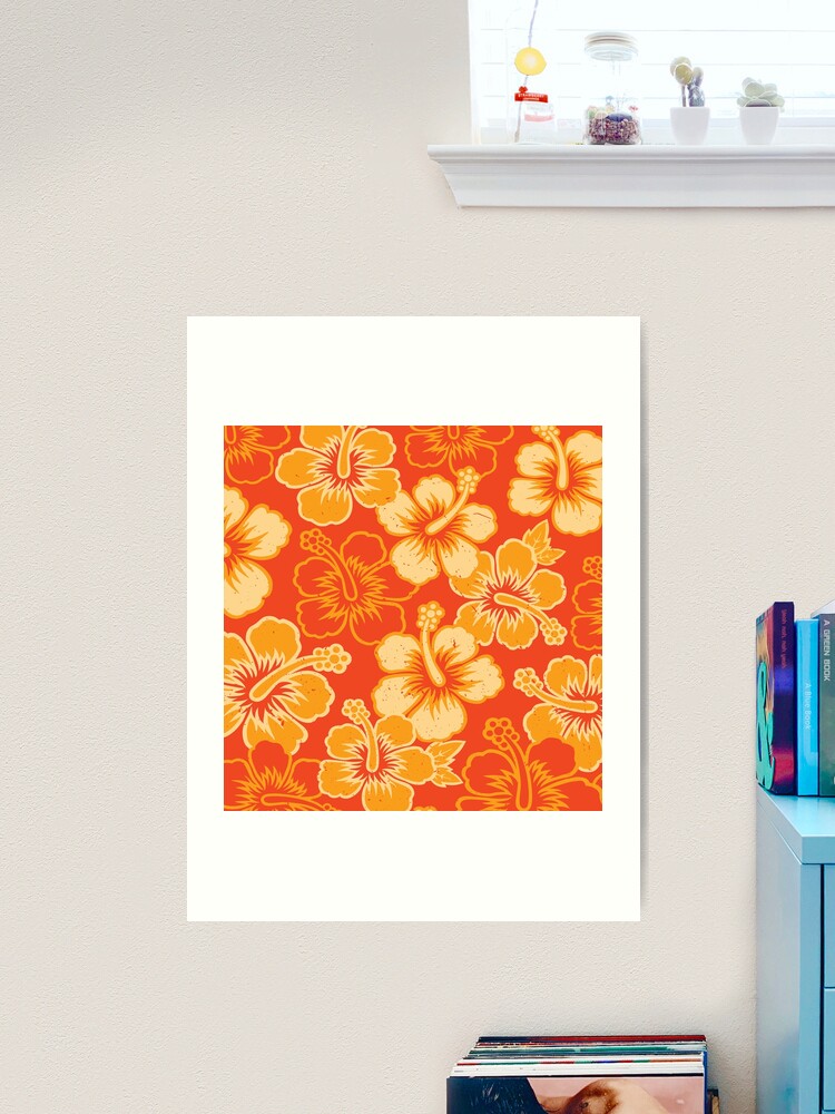 Vintage Hawaiian Orange Hibiscus Flower Pattern Vintage Hawaiian Orange Hibiscus Flower Pattern