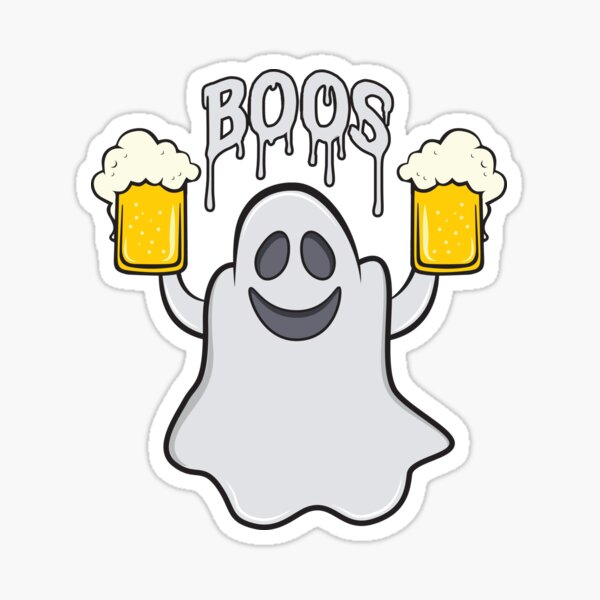 Halloween Ghost Phantom Holding Boos Beer Sticker