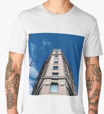 #architecture #sky #city #business #outdoors #tallest #modern #office #skyscraper #tower #horizontal #vibrantcolor #blue #colorimage #builtstructure #nopeople #glassmaterial #day #highup #const Men's Premium T-Shirt