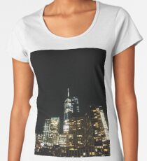 #architecture #city #skyscraper #tower #cityscape #sky #dusk #business #tallest #modern #office #hotel #dark #colorimage #copyspace #builtstructure #downtowndistrict #urbanskyline #nopeople #light Women's Premium T-Shirt