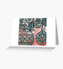 Xmas Baubles 11 - Gelli Plate Print and Ink Greeting Card