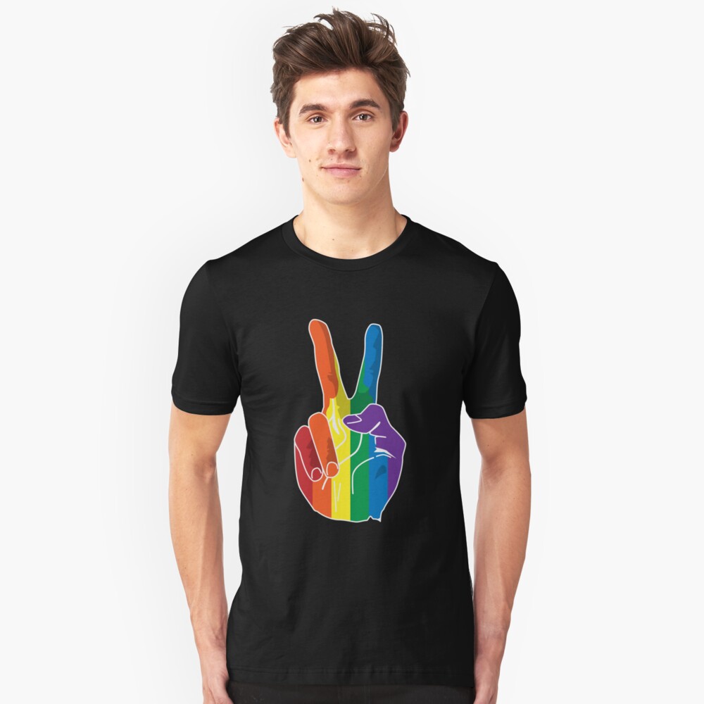 Sign of Peace (Rainbow Hand) Slim Fit T-Shirt