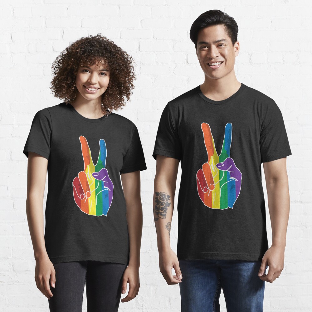 Signo de la paz (mano del arco iris) Camiseta esencial