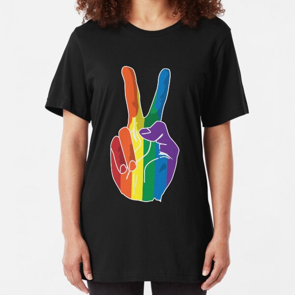 Sign of Peace (Rainbow Hand) Slim Fit T-Shirt