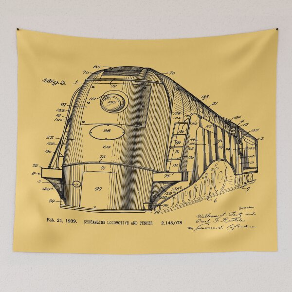 Item preview, Train Driver Gift 1939 Locomotive Patent Print designed and sold by MadebyDesign.