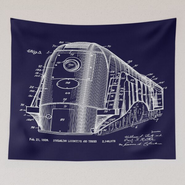 Item preview, Vintage Locomotive 1939 Patent Drawing designed and sold by MadebyDesign.