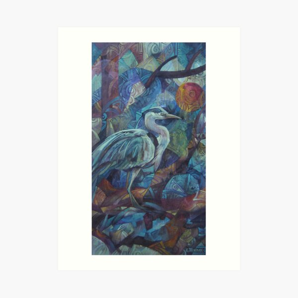 grey heron Art Print