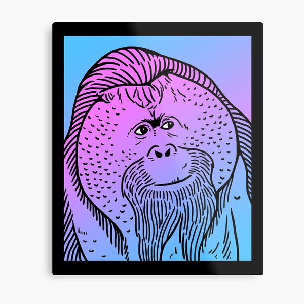 Vaporwave Orangutan Aesthetic Pastel Goth Primate Metal Print