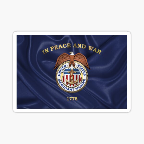 U.S. Merchant Marine - USMM Emblem over Merchant Marine Flag Sticker