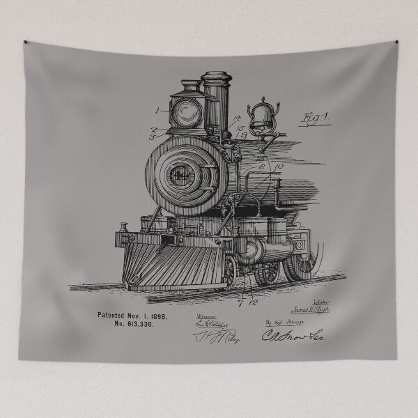 Item preview, Steam Locomotive 1898 Vintage Patent Print designed and sold by MadebyDesign.