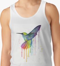 Camiseta de tirantes Colibrí, acuarela, arco iris