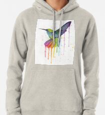 Kolibri-Aquarell-Regenbogen Hoodie