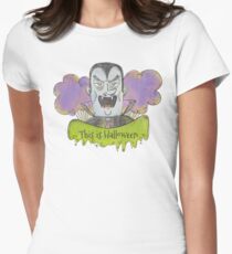 Evil Blue Dracula Character for Halloween Women's Fitted T-Shirt