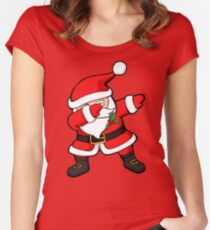 Tupfen von Santa Claus Christmas Tupfen Tailliertes Rundhals-Shirt