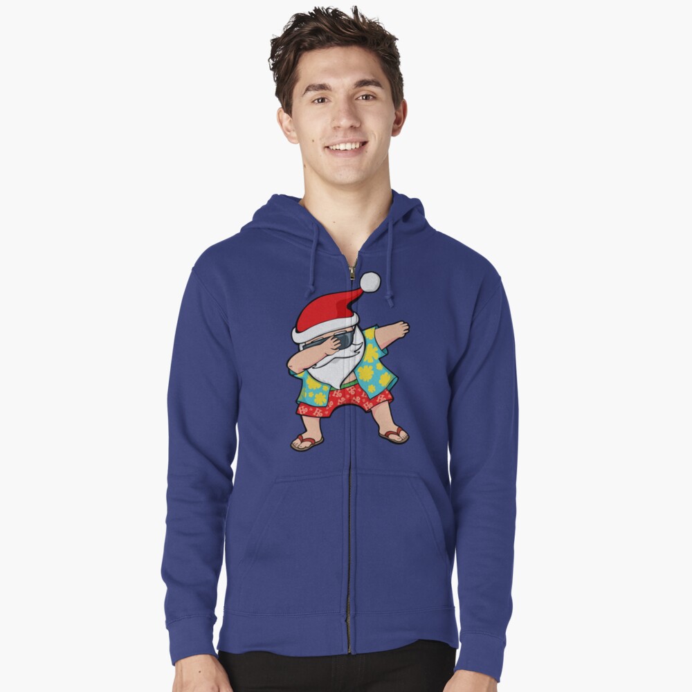 Hawaiian Dabbing Santa Sudadera con capucha y cremallera