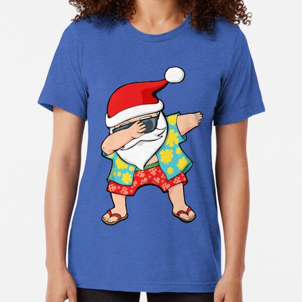 Hawaiian Dabbing Santa Tri-blend T-Shirt