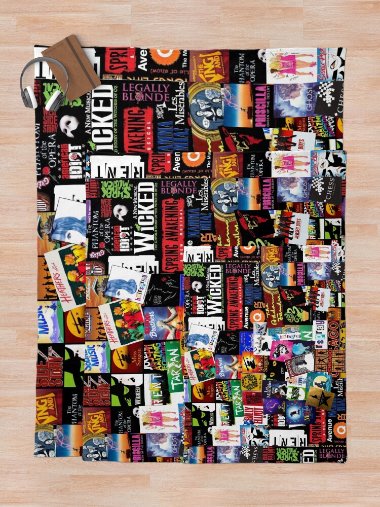 Thumbnail 5 of 6, Throw Blanket, Musicals Collage II Original designed and sold by BrambleBox.