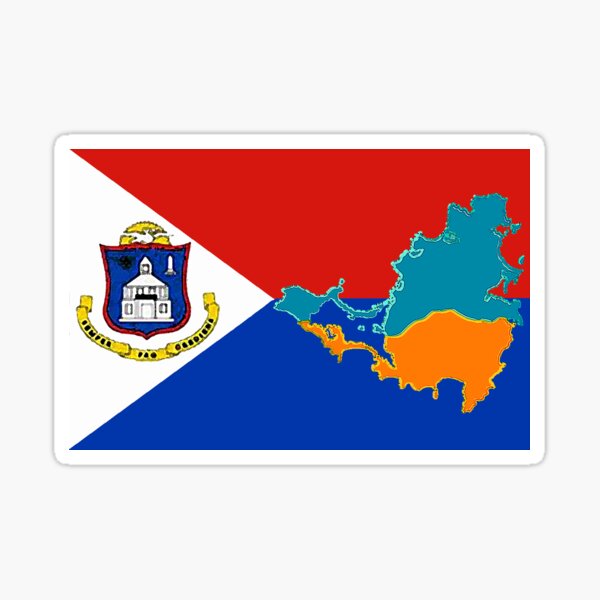 Item preview, St Saint Martin Flag with Map of St Martin Sint Maarten designed and sold by Havocgirl.