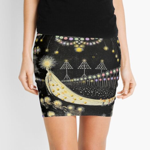 'Wanderings Of A Comet' With Gold, Blue And Purple Hues Mini Skirt