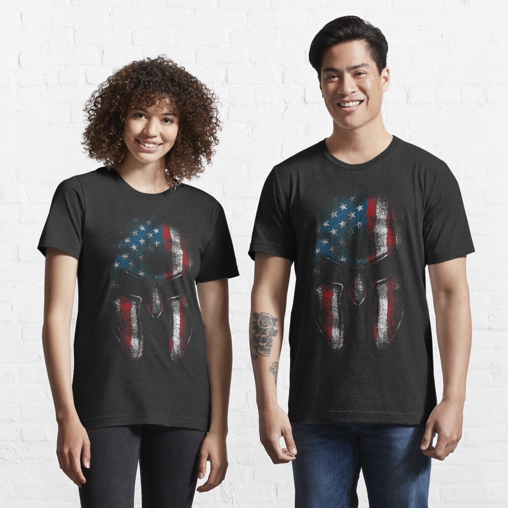 Spartan Warrior American Flag USA Merica Sparta Pride Essential T-Shirt