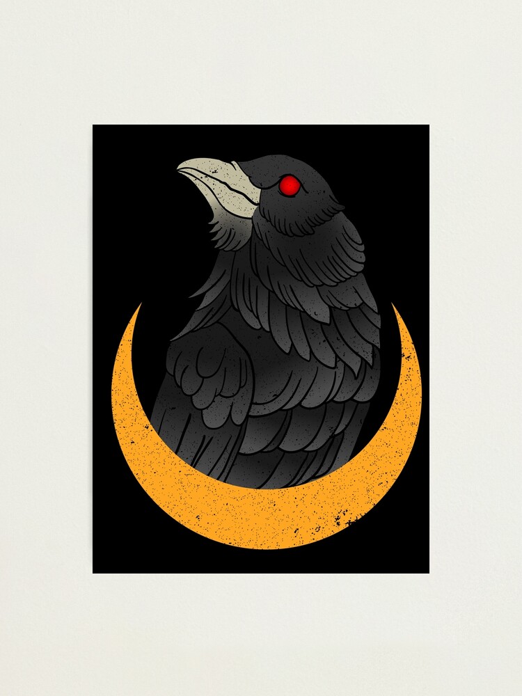 Crow illustration in a tattoo style