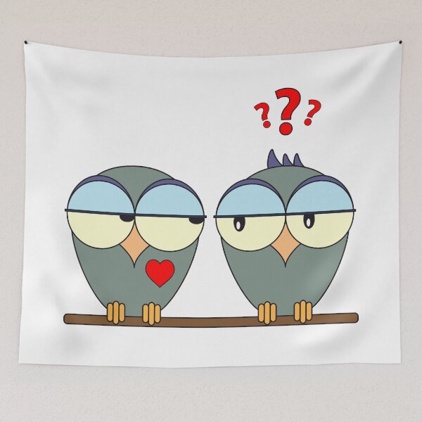 Item preview, Owls in love heart bird question mark designed and sold by Helen-Storm.
