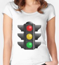 A traffic light with red, yellow and green lights Women's Fitted Scoop T-Shirt